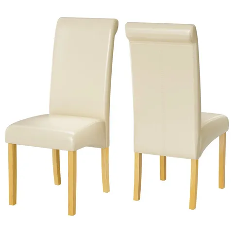 BOXED BARTLOMIEJ UPHOLSTERED DINING CHAIR SET OF 2 -IVORY-