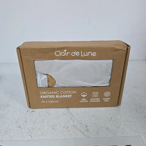 CLAIR DE LUNE ORGANIC COTTON KNITTED BLANKET, 70 X 100 CM