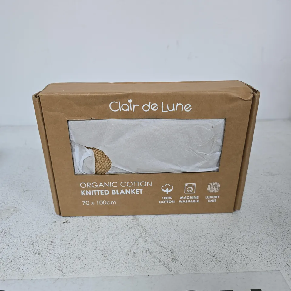 CLAIR DE LUNE ORGANIC COTTON KNITTED BLANKET, 70 X 100 CM