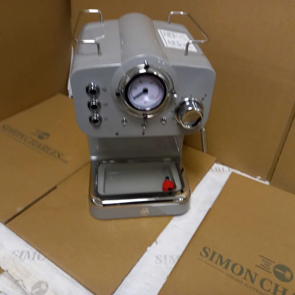 SWAN RETRO PUMP ESPRESSO COFFEE MACHINE - GREY