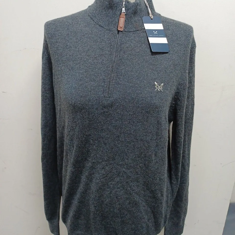 CREW MERINO CASH HALF ZIP CHARCOALL - M