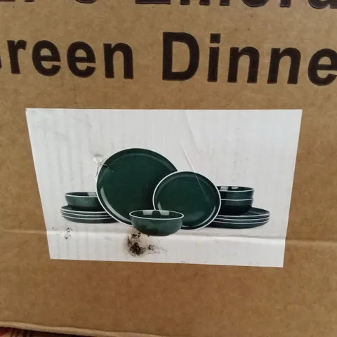 BOXED 12pc EMERALD GREEN DINNER SET (1 BOX)