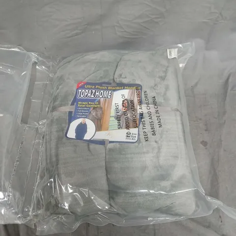 BOX OF APPROX 10 TOPAZ HOME ULTRA PLUSH BLANKET HOODIE – ONE SIZE FITS ALL, GREY