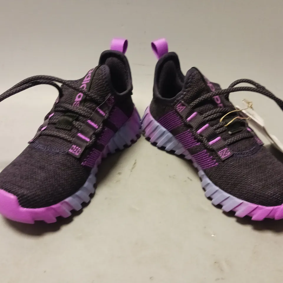 BOXED PAIR OF ADIDAS KAPTIR FLOW KIDS SHOES INJ PURPLE MULTI UK SIZE 12