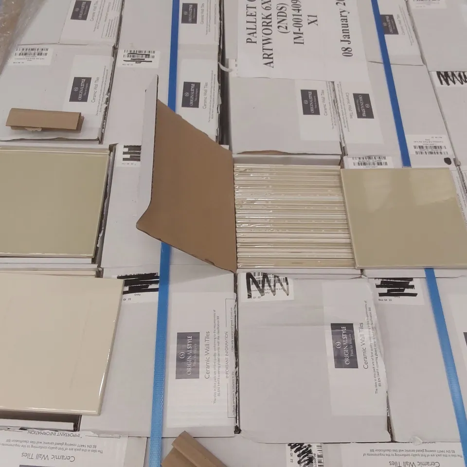 PALLET CONTAINING APPROXIMATELY 3795x BRAND NEW 6x6 GLOSS TILES - ASSORTED COLOURS