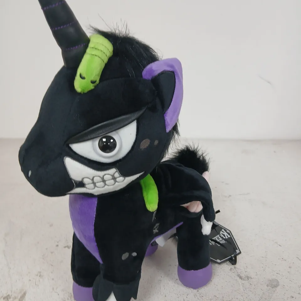 BRAND NEW KILLSTAR KREEPTURES MYTH ZOMBIECORN LIVING DEAD PLUSH – BLACK WITH PURPLE AND LIME ACCENTS