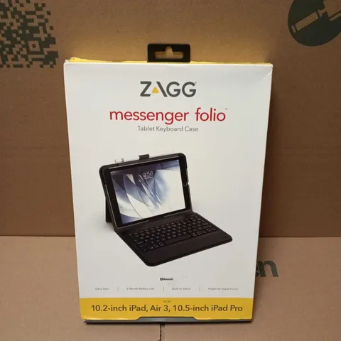 BOXED ZAGG MESSENGER FOLIO TABLET KEYBOARD CASE FOR 10.2-INCH IPAD AIR 3