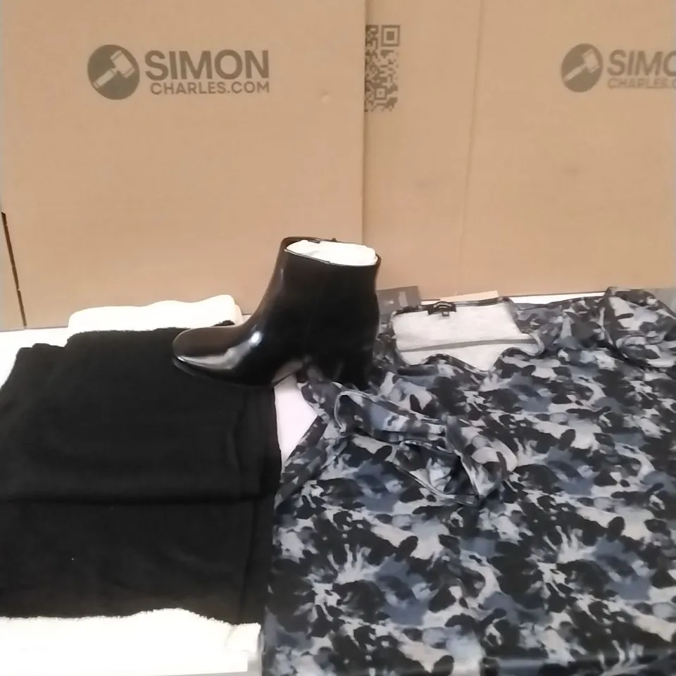A PALLET TO CONTAIN APPROXIMATELY 100 BRAND NEW DESIGNER WOMEN'S CLOTHES WHICH INCLUDE; JD WILLIAMS PANTS, TOPS, SIMPLY BE SHOES ETC
