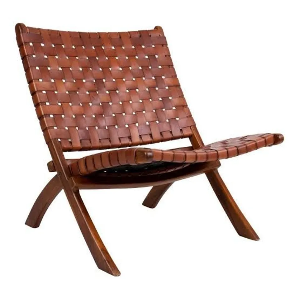 BOXED HOUSE NORDIC LEATHER FOLDING CHAIR - BROWN (1 BOX)