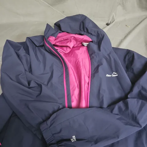 PETER STORM NAVY RAIN JACKET WITH PINK LINING, UK SIZE 20