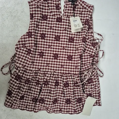 NOBODY'S CHILD VALERIE TOP IN BURGUNDY SIZE UK 10