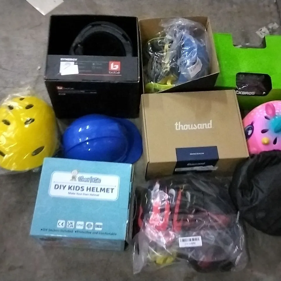 PALLET OF ASSORTED HELMETS INCLUDING ROCKBROS, SIMPLY KIDS DIY KIDS HELMET, BOLLÉ SYNERGY HELMET