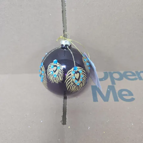 BOX OF 12 GISELA GRAHAM PEACOCK FEATHERS CHRISTMAS TREE BAUBLES