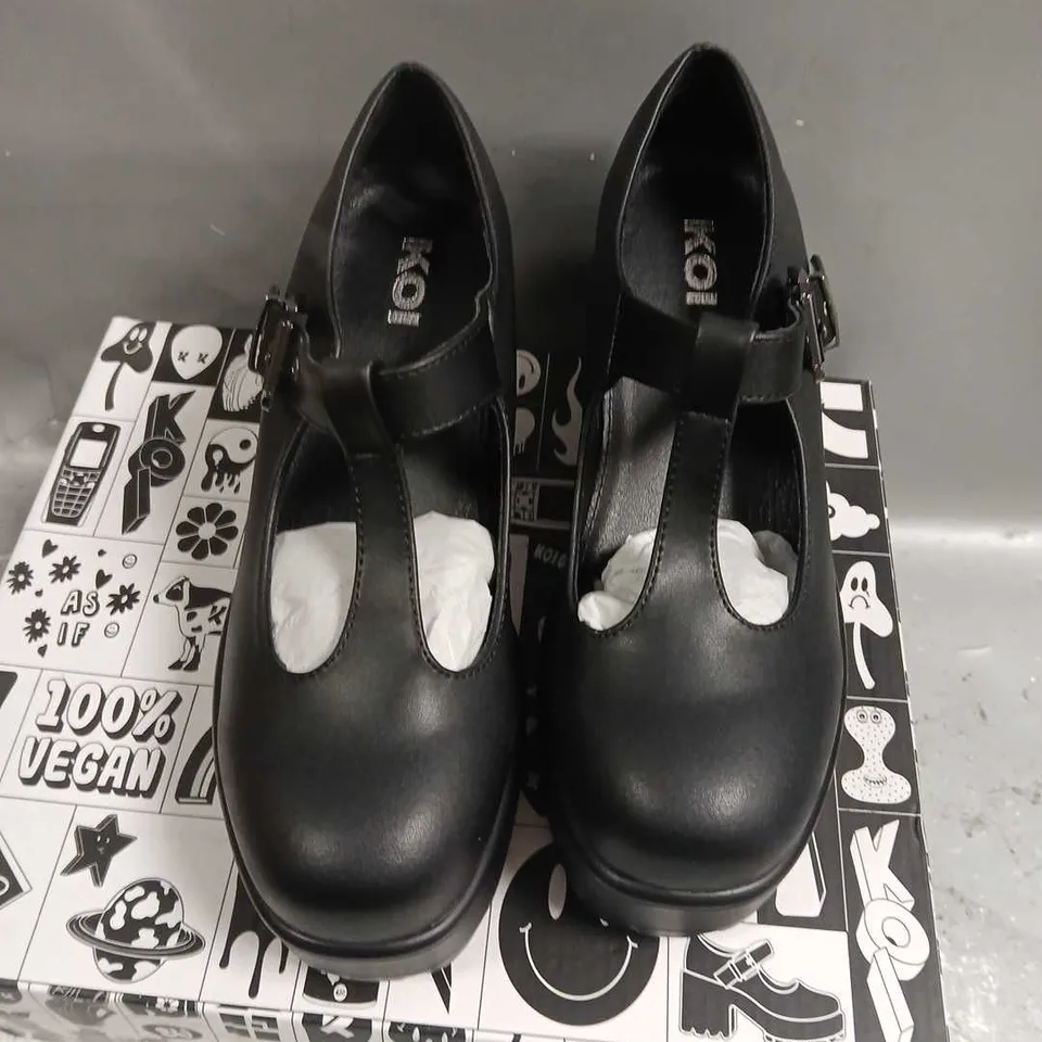 BOXED KOI SAI BLACK MARY JANE SHOES FAUX LEATHER EDITION SIZE 4
