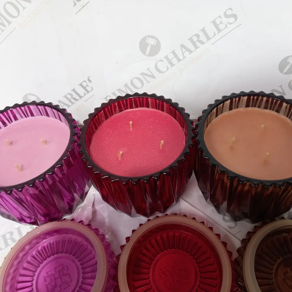 HOMEWORX BY HARRY SLATKIN SET OF FACETED 3 WICK CANDLES 