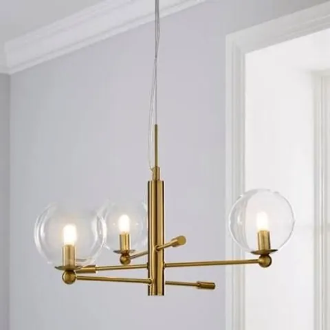 BOXED NOUR 3 LIGHT ANTIQUE BRASS SEMI FLUSH CEILING LIGHT