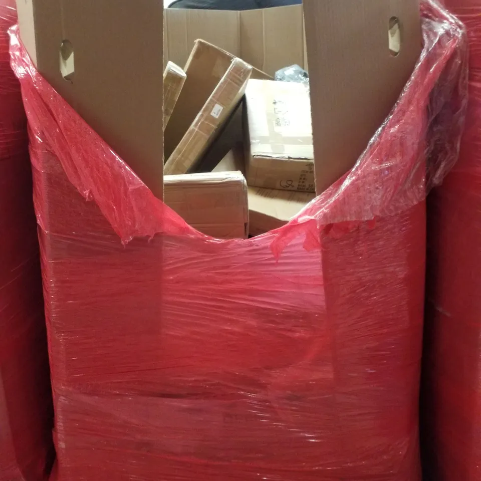 PALLET CONTAINING ASSORTED PRODUCTS INCLUDING OFFICE DESK, SMALL END TABLE, PLAYPEN, CAMPING CHAIR, TARION BACKPACK 