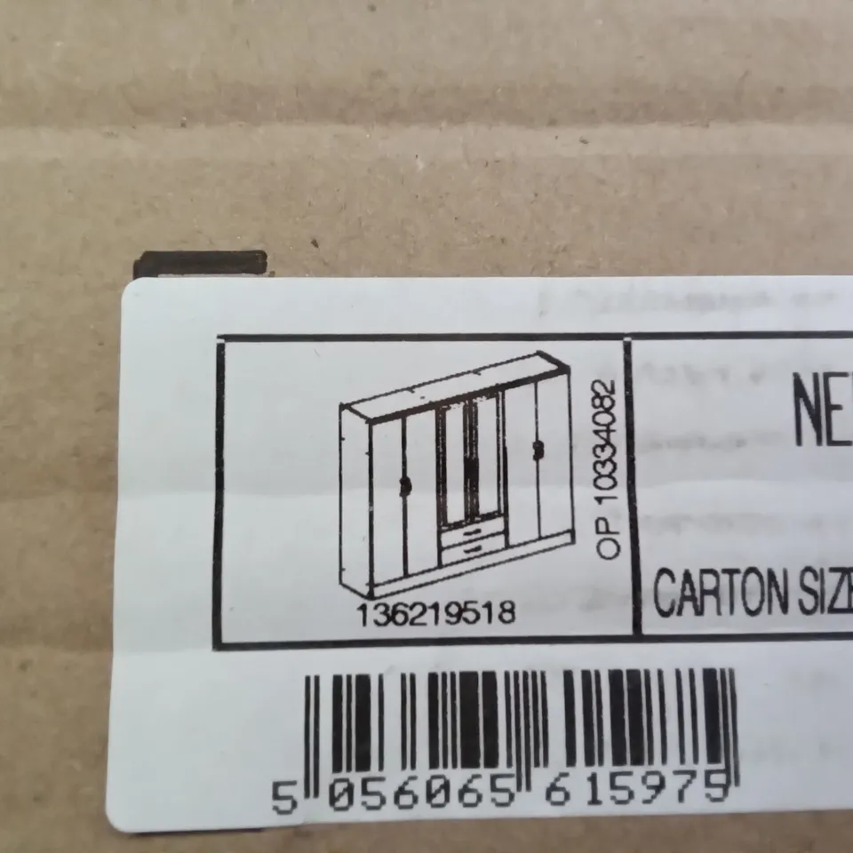 BOXED NEVADA 6 DOOR 2 DRAWER WARDROBE WHITE 1795×437×121MM (BOX 4 OF 4 ONLY)