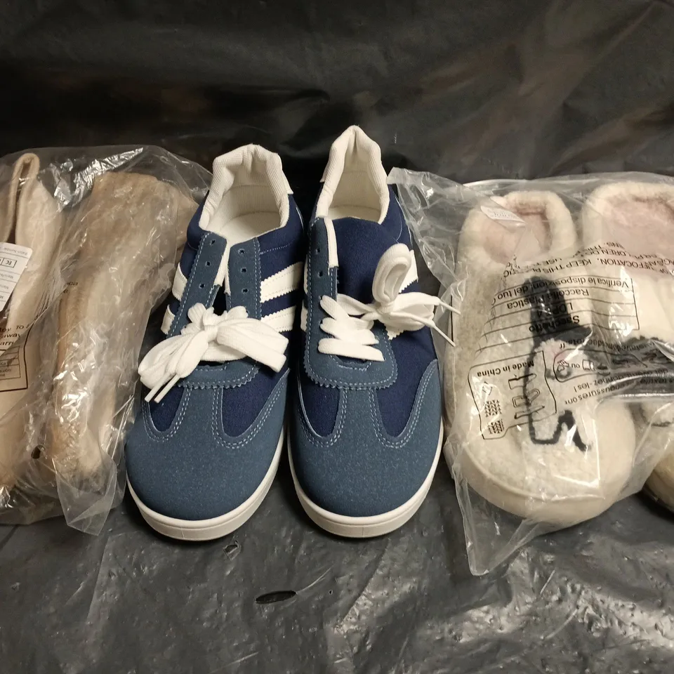 BOX OF APPROXIMATELY 15 ASSORTED PAIRS OF SHOES AND FOOTWEAR ITEMS IN VARIOUS COLOURS, STYLES, AND SIZES - COLLECTION ONLY