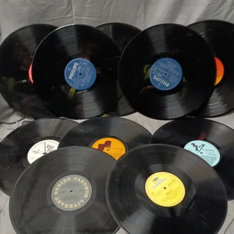 APPROXIMATELY 15 ASSORTED LOOSE VINYLS TO INCLUDE ARTISTS SUCH AS WALLY WHYTON, SKIBADEE, DYLAN THOMAS, ETC