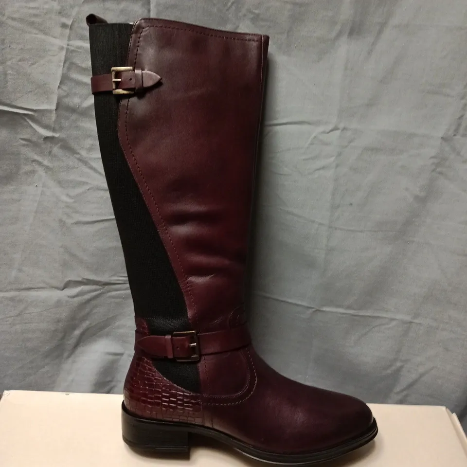 BOXED RAVEL EILDON BORDO LEATHER KNEE-HIGH BOOTS, UK 6 (EUR 39)