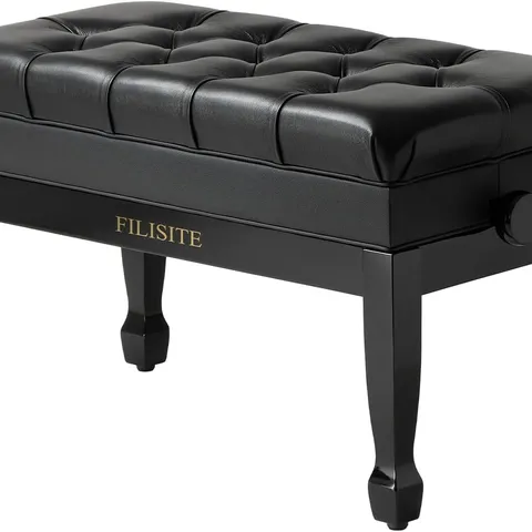 BOXED GENUINE LEATHER PIANO BENCH,DUET PIANO BENCH WITH STORAGE,