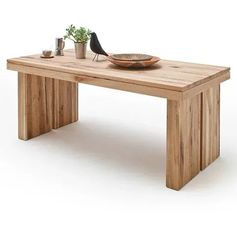 BRAND NEW AND BOXED DUBLIN 220CM WOODEN DINING TABLE IN SOLID WILD OAK (3 BOXES)