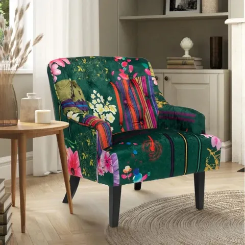 BOXED TIBAY UPHOLSTERED ACCENT CHAIR - ANNA GREEN