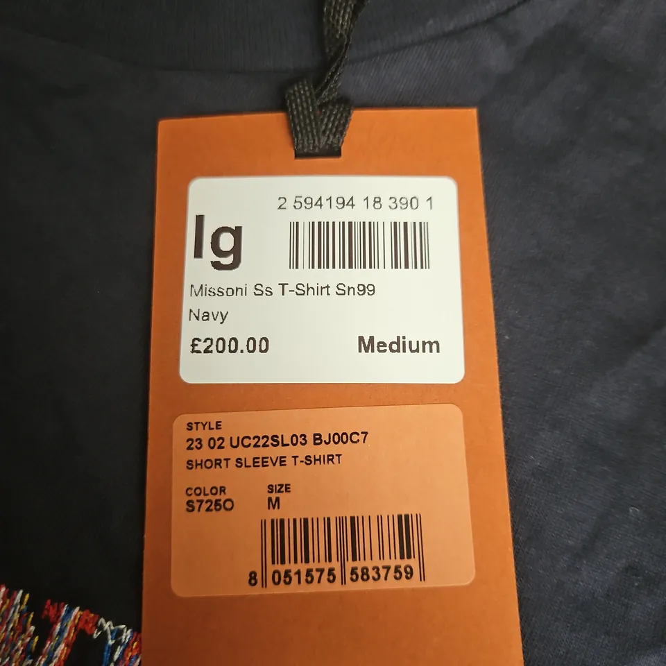 Missoni Short Sleeve T-Shirt – Navy, Size M (UC22SL03)