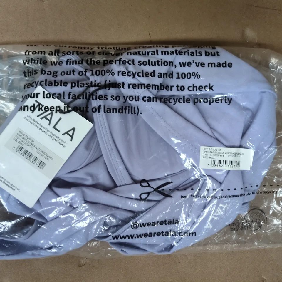 BAGGED T/ALA DAYFLEX V-NECK VEST LONGER LENGTH IN LILAC SIZE SMALL