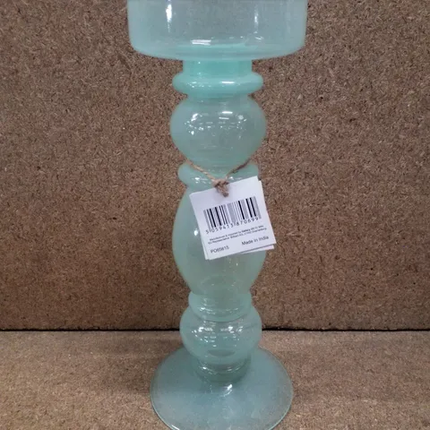 BOXED 25CM GLASS TABLETOP CANDLESTICK 