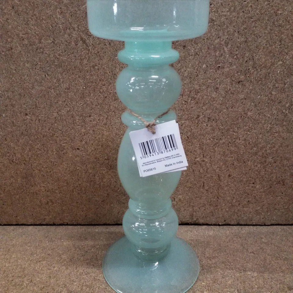 BOXED 25CM GLASS TABLETOP CANDLESTICK 