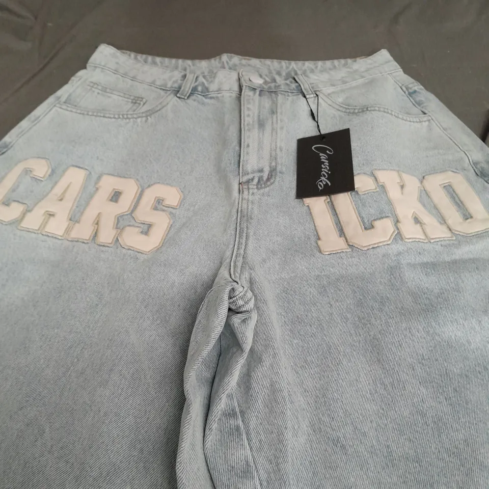 CARSICKO DONT TOUCH LIGHT DENIM JORTS - XL