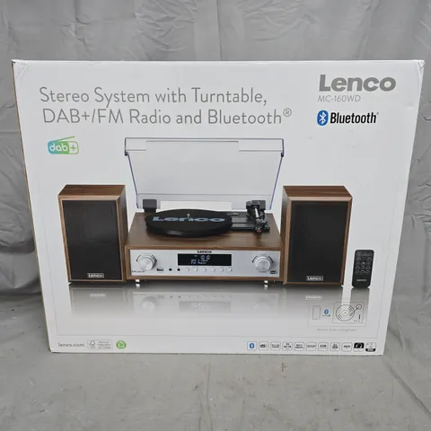 BOXED LENCO MC-160WD STEREO SYSTEM WITH TURNTABLE, DAB+/FM RADIO & BLUETOOTH