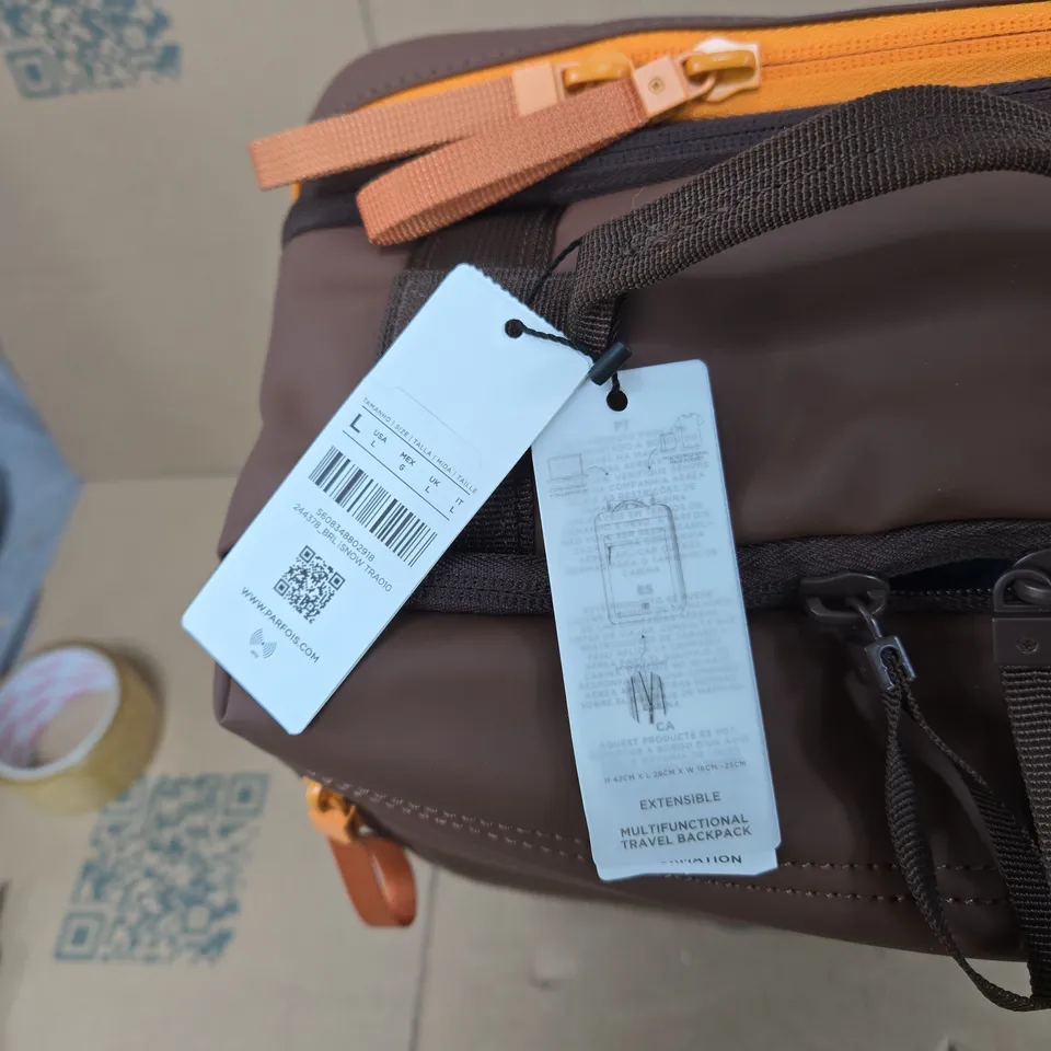 PARFOIS EXTENSIBLE MULTIFUNCTIONAL TRAVEL BACKPACK – BROWN