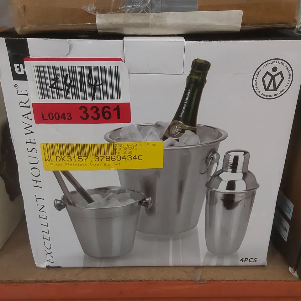 BOXED 4 PIECE STAINLESS STEEL BAR SET