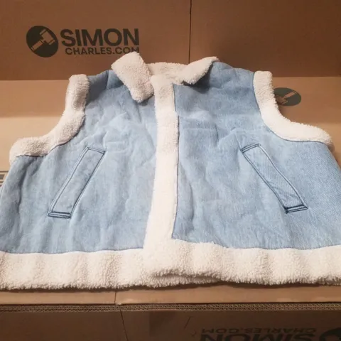 BOX CONTAINING APPROXIMATELY 5 BRAND NEW SIMPLY BE BLUE REGULAR SLEEVELESS DENIM GILETS - SIZE 28