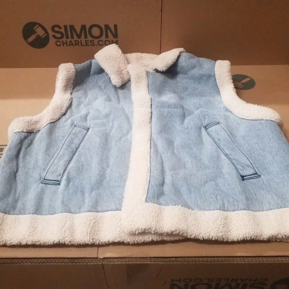 BOX CONTAINING APPROXIMATELY 5 BRAND NEW SIMPLY BE BLUE REGULAR SLEEVELESS DENIM GILETS - SIZE 28