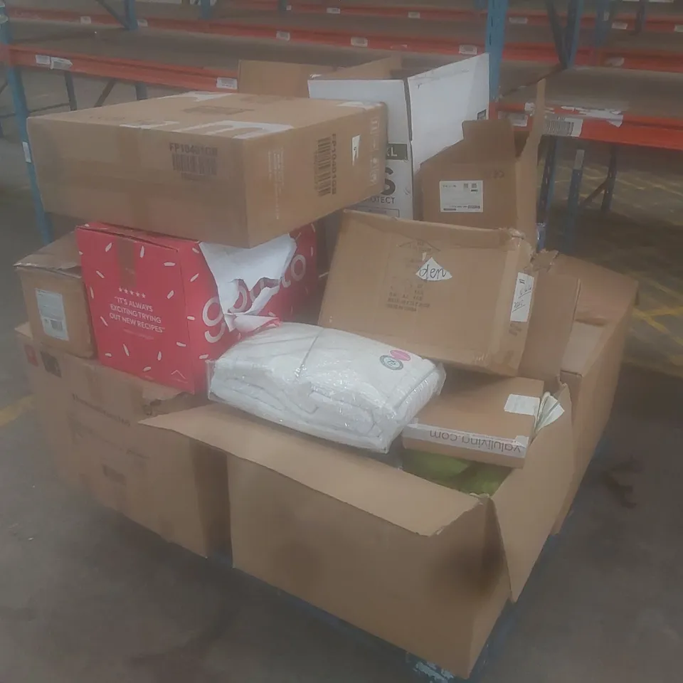 PALLET OF ASSORTED HOUSEHOLD GOODS AND INCOMPLETE FURNITURE PARTS 