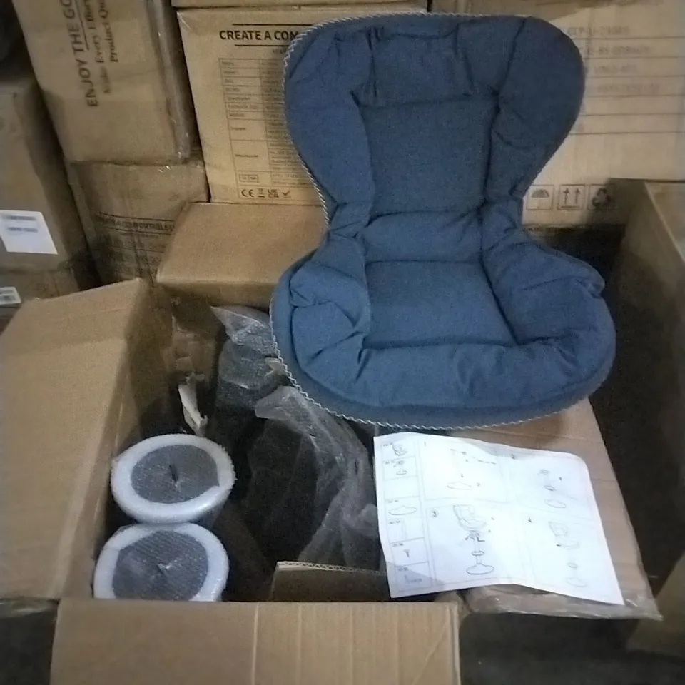 BOXED PAIR OF BLUE FAUX LEATHER UPHOLSTERED SIDE CHAIRS