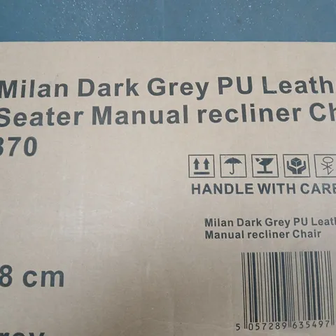 BOXED MILAN DARK GREY SEATER MANUAL RECLINER CHAIR