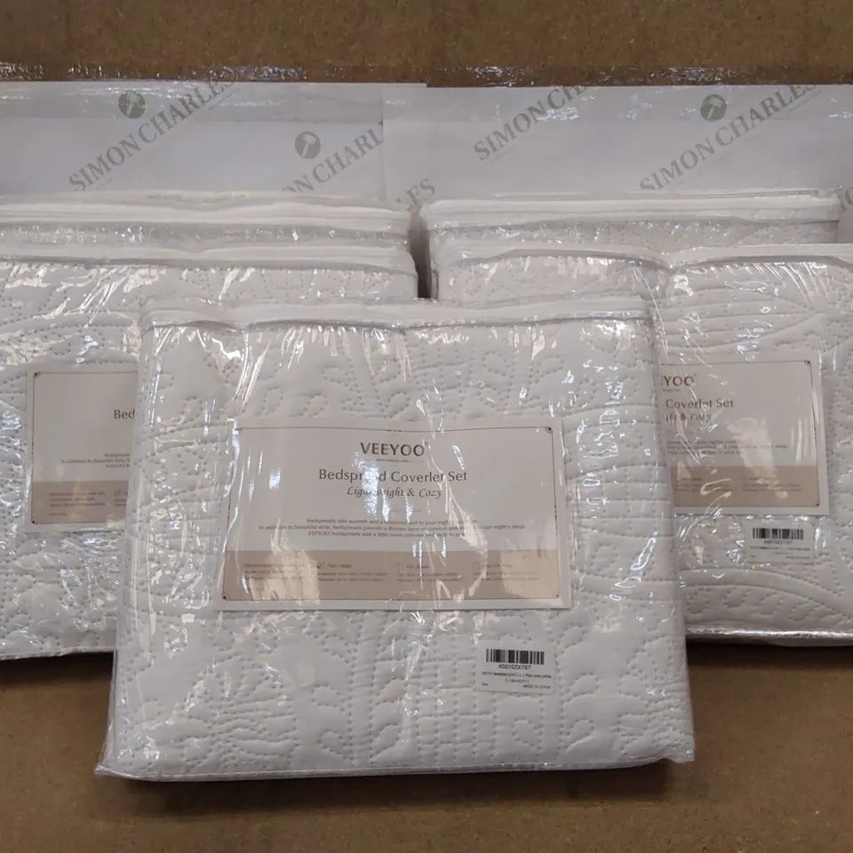 LOT OF 5X BAGGED VEEYOO SINGLE BEDSPREAD COVERLET SETS (1 ITEM)