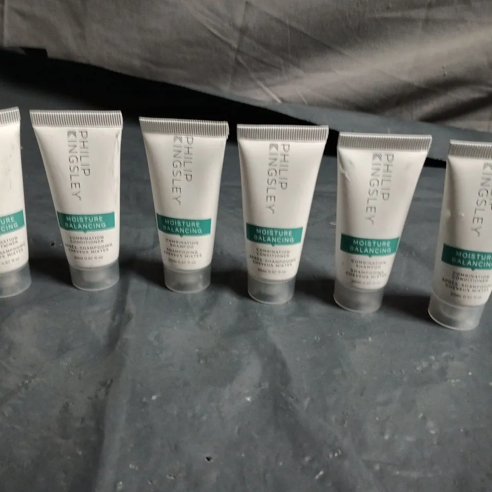 LOT OF 6 PHILIP KINGSLEY TRAVEL SIZE MOISTURE BALANCING SHAMPOO AND CONDITIONER ( 5 X SHAMPOO AND 1 X CONDITIONER 20ML EACH)