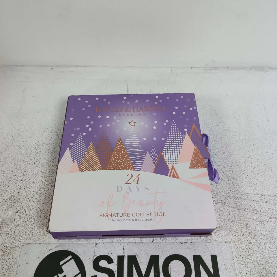 BAYLIS & HARDING 24 DAYS OF BEAUTY SIGNATURE COLLECTION ADVENT CALENDARS – PURPLE BOXED CALENDAR + PINK PANEL CALENDAR