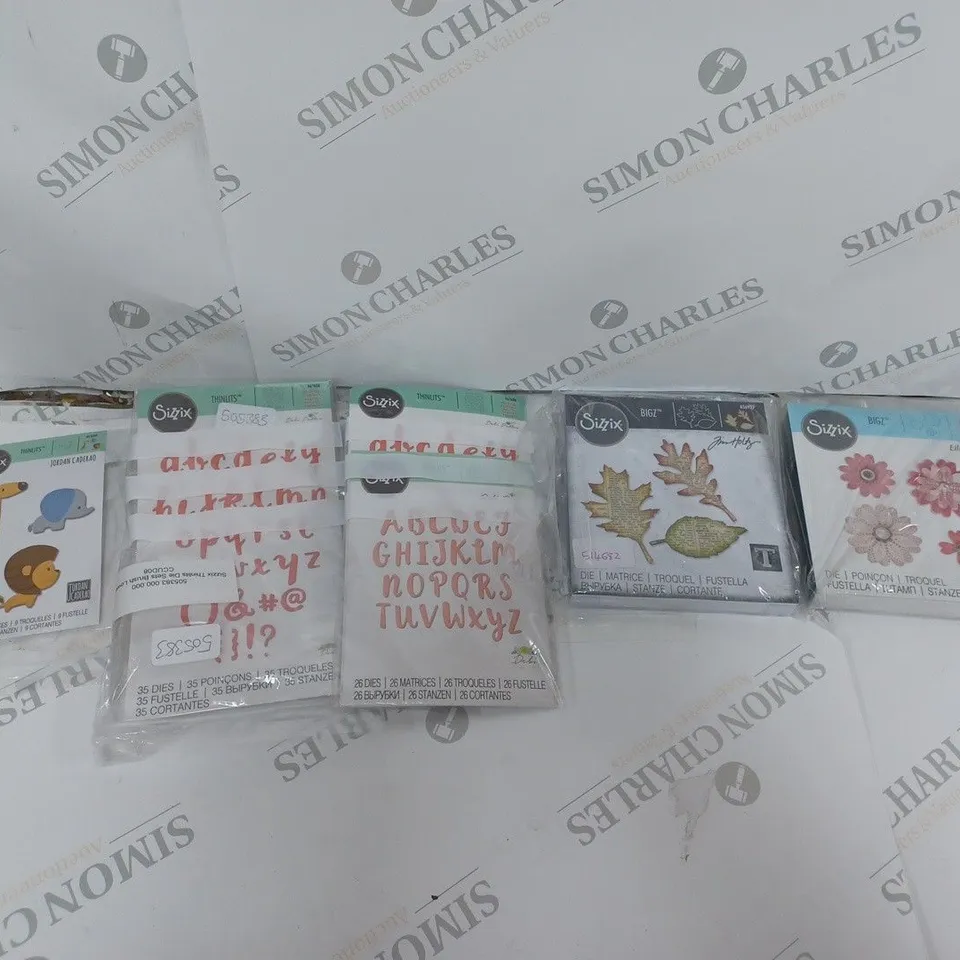 APPROXIMATELY 10 SIZZIX CRAFTING ITEMS TO INCLUDE THINLITS DIE, SEQUIN AND BEADS, AND DIE BRUSH AND FOAM PAD ETC. 