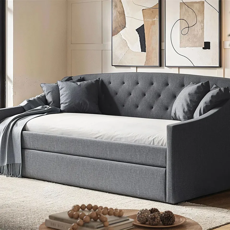 BOXED FLAIR AURORA DAYBED WITH TRUNDLE - GREY (2 BOXES)