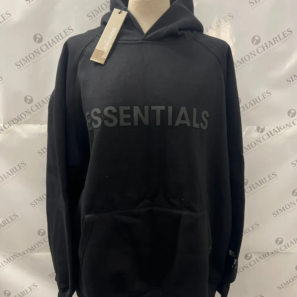 ESSENTIALS FEAR OF GOD OVERHEAD HOODIE IN BLACK SIZE M
