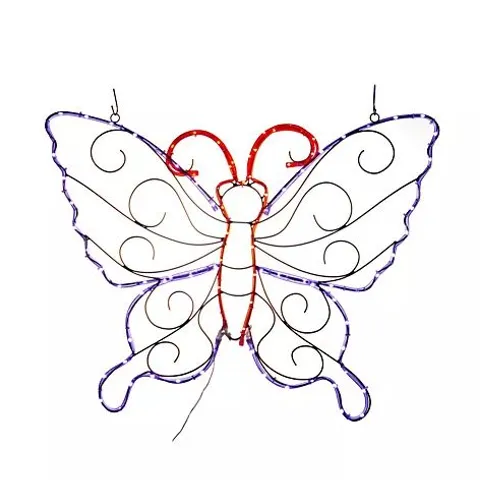 WIRE BUTTERFLY WALL SCULPTURE – DECORATIVE METAL ARTWORK GARDEN REFLECTIONS LED BUTTERFLY