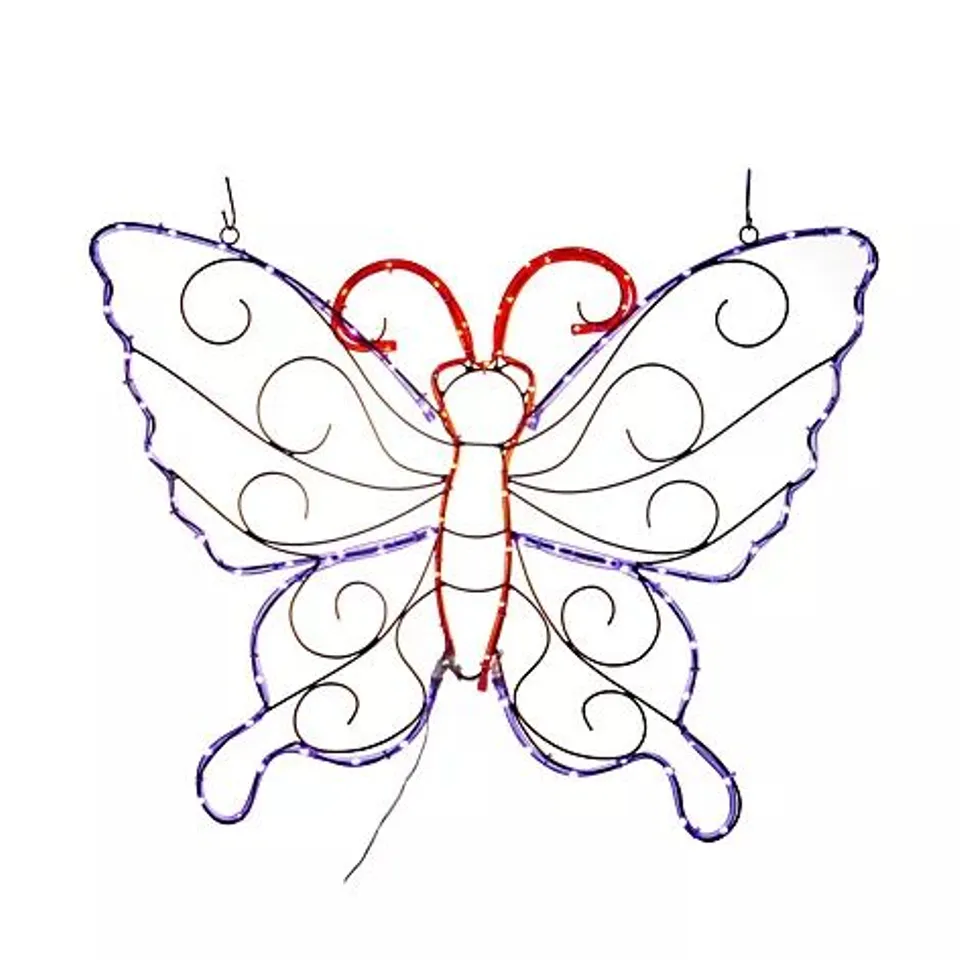 WIRE BUTTERFLY WALL SCULPTURE – DECORATIVE METAL ARTWORK GARDEN REFLECTIONS LED BUTTERFLY