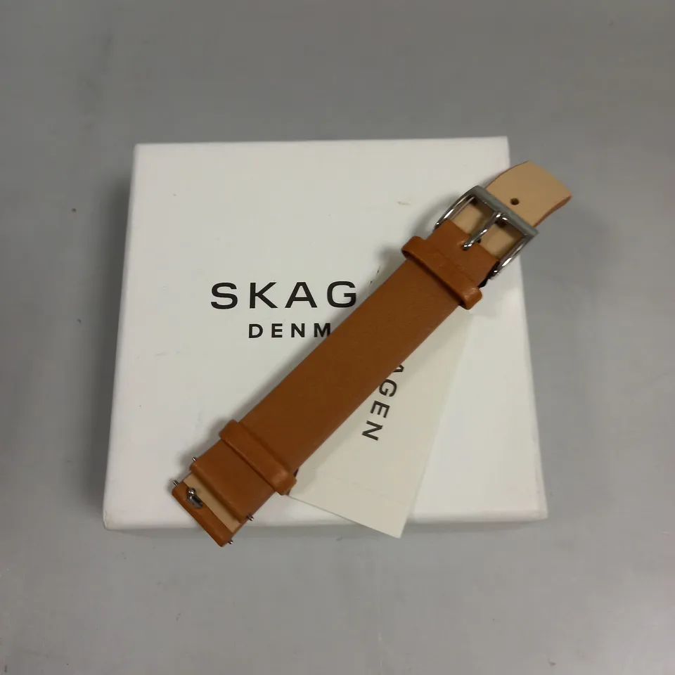 SKAGEN STANDARD LEATHER WATCH STRAP IN MEDIUM BROWN
